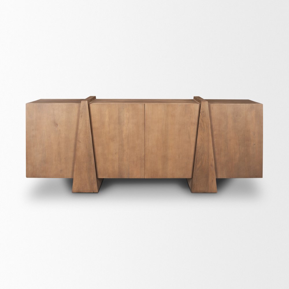 Brown Solid Wood Sideboard with Four Doors - 78-inch