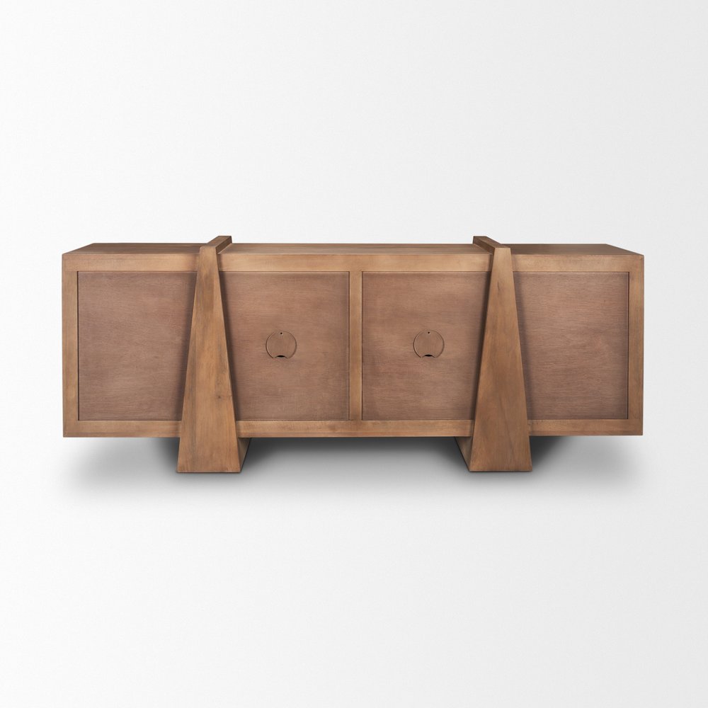 Brown Solid Wood Sideboard with Four Doors - 78-inch