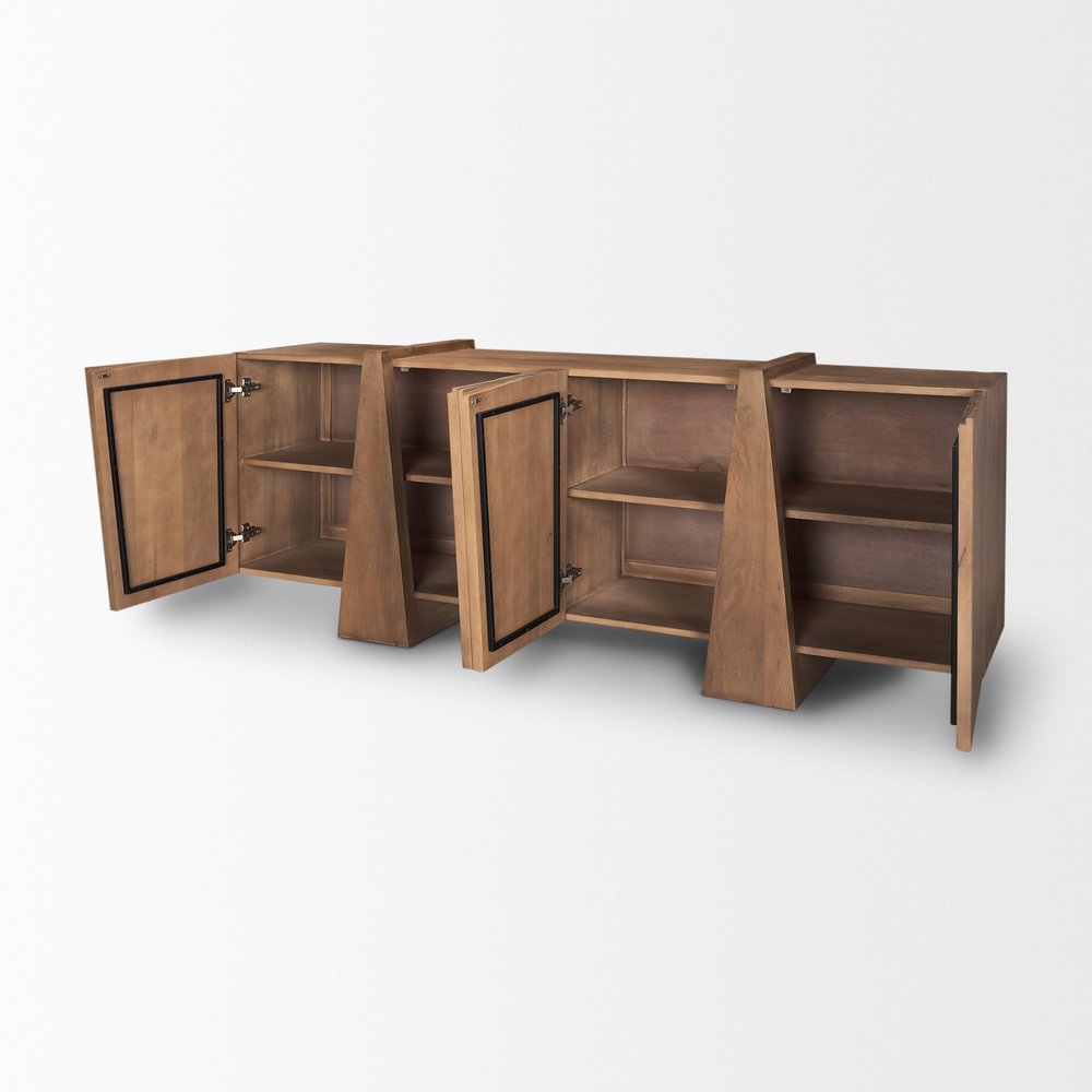 Brown Solid Wood Sideboard with Four Doors - 78-inch