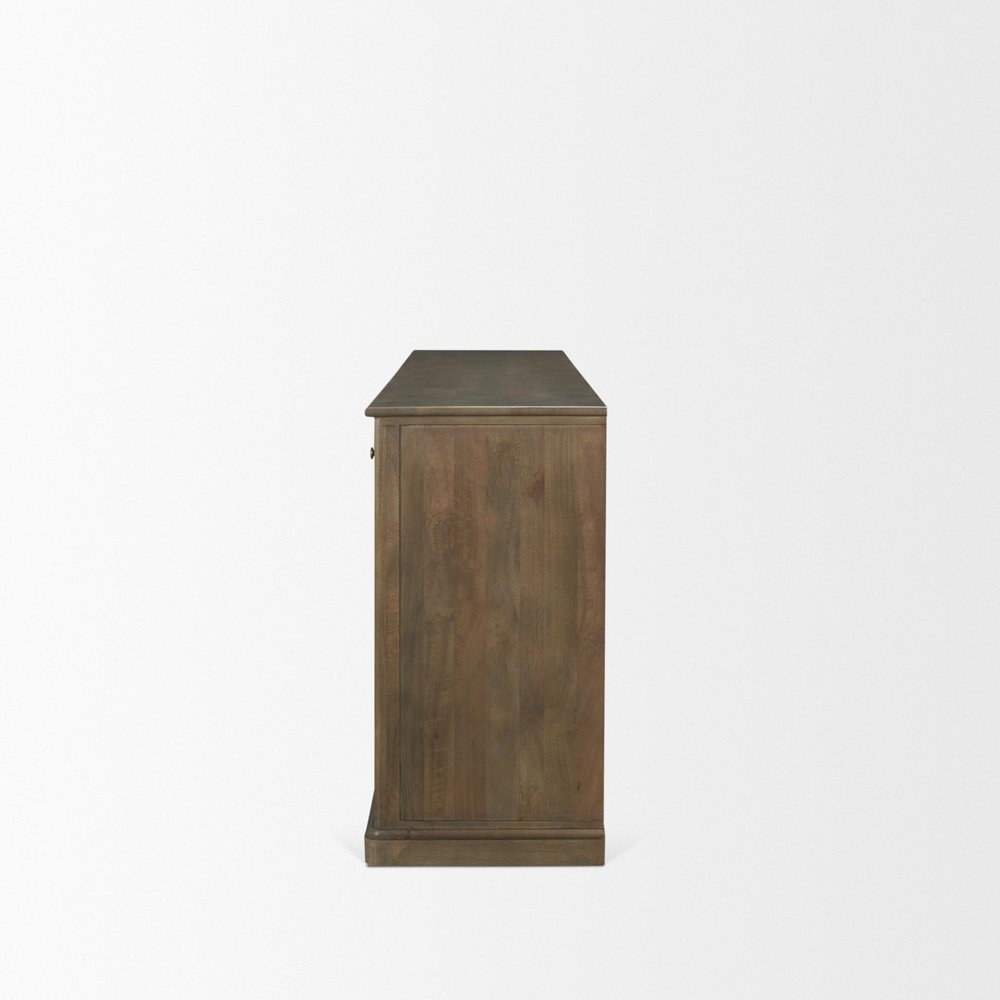 Brown Solid Wood Three Drawer Sideboard with Six Doors - 82-inch
