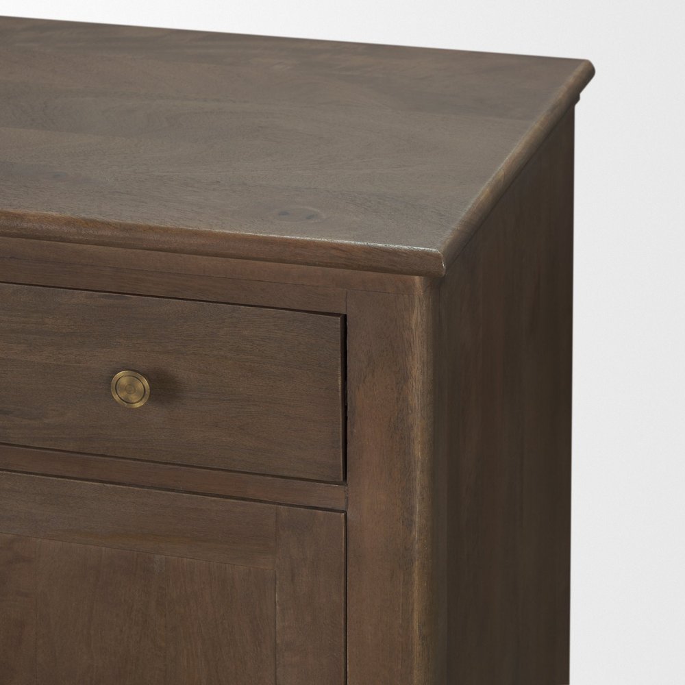 Brown Solid Wood Three Drawer Sideboard with Six Doors - 82-inch
