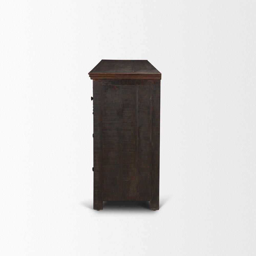 Brown Solid Wood Six Drawer Sideboard - 60-inch