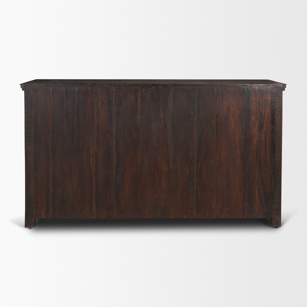 Brown Solid Wood Six Drawer Sideboard - 60-inch