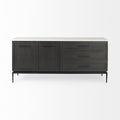 Black Solid Wood Three Drawer Sideboard with Two Doors - 71-inch