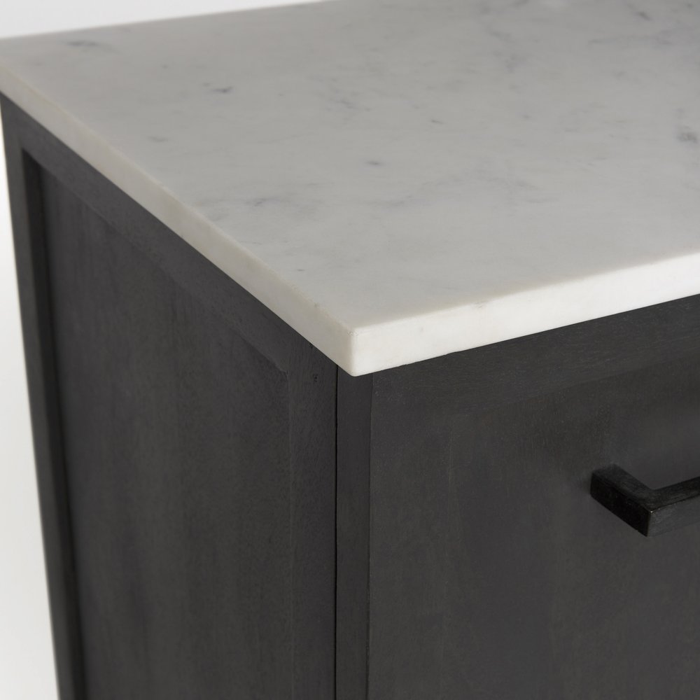 Black Solid Wood Three Drawer Sideboard with Two Doors - 71-inch