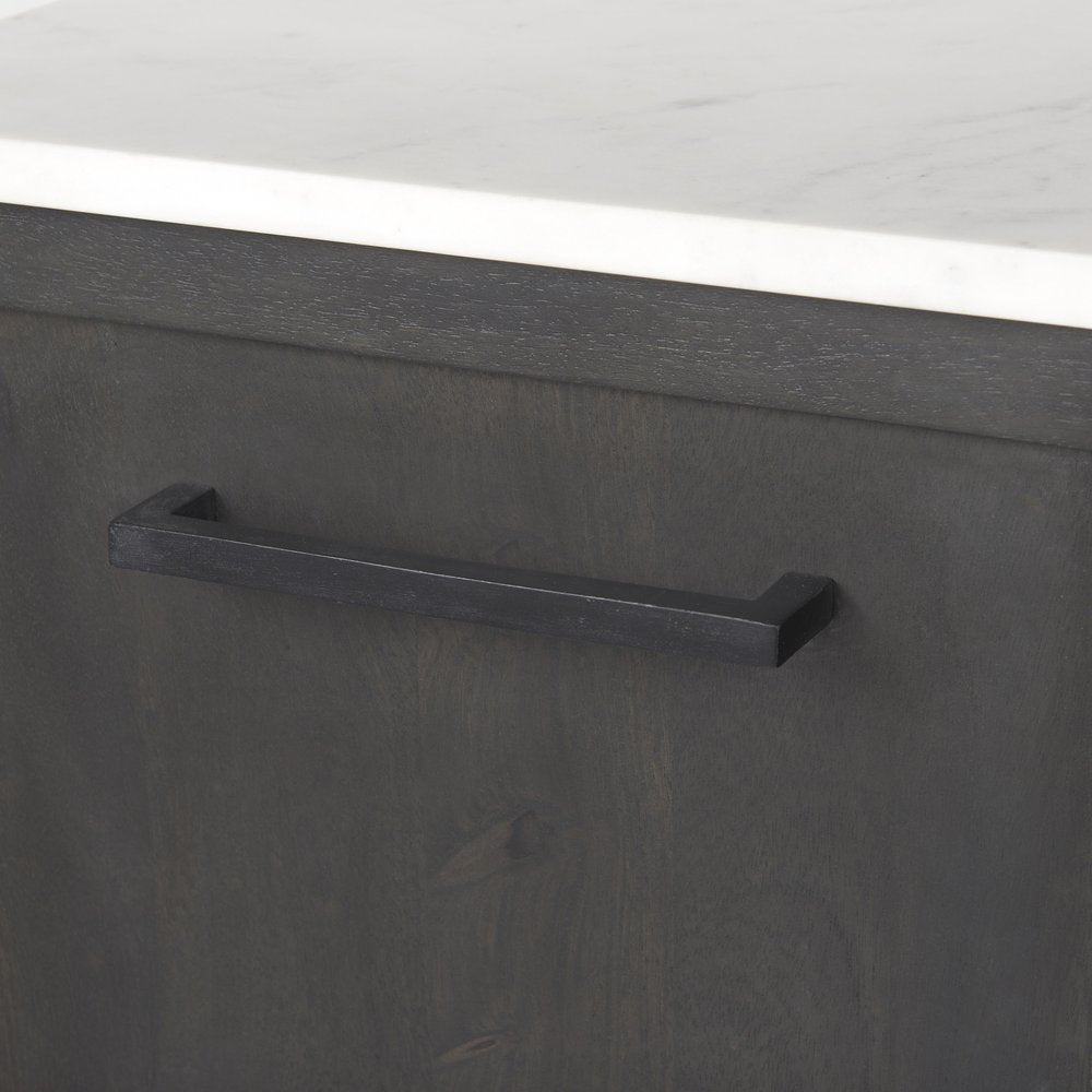 Black Solid Wood Three Drawer Sideboard with Two Doors - 71-inch
