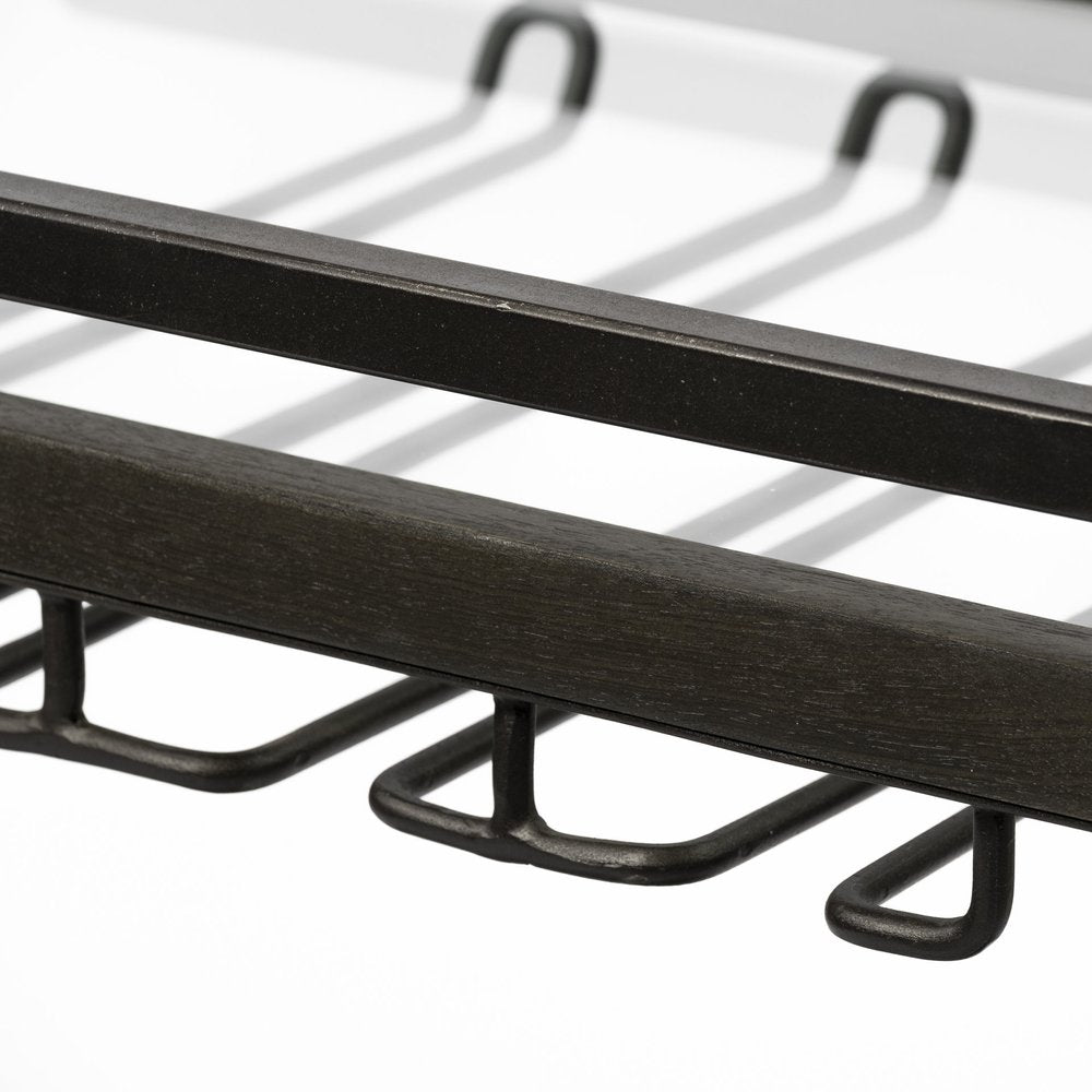 Black and Gunmetal Glass and Metal Rolling Kitchen Cart with Storage - 19-inch
