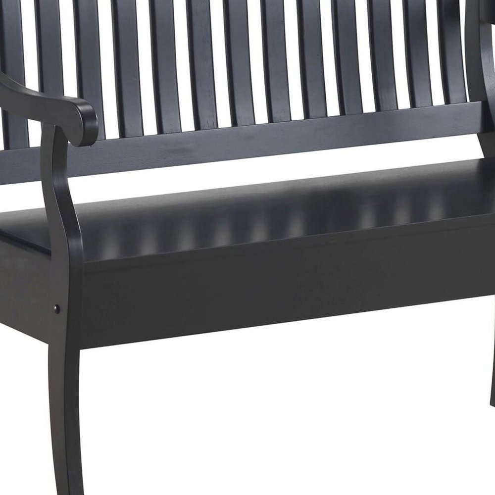 Black Solid Wood Storage Bench with Flip Top - 42-inch