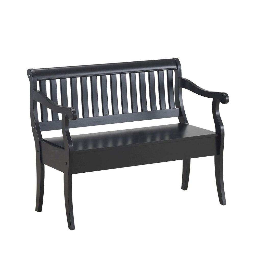 Black Solid Wood Storage Bench with Flip Top - 42-inch
