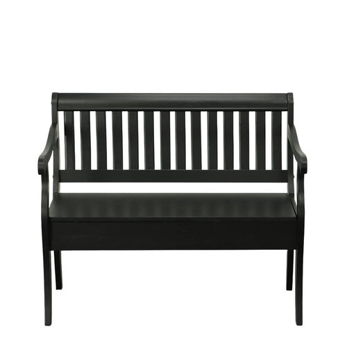 Black Solid Wood Storage Bench with Flip Top - 42-inch