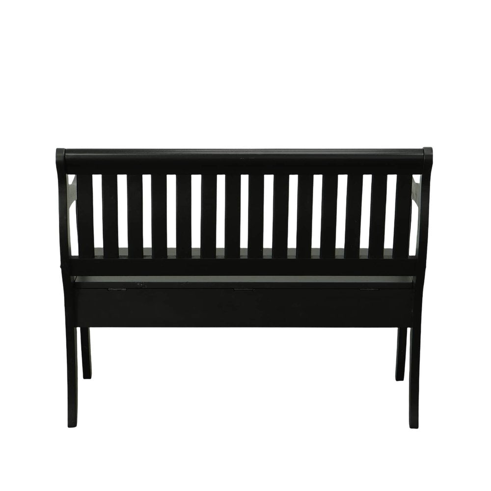 Black Solid Wood Storage Bench with Flip Top - 42-inch