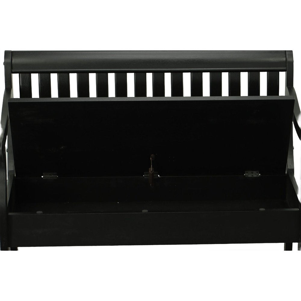 Black Solid Wood Storage Bench with Flip Top - 42-inch