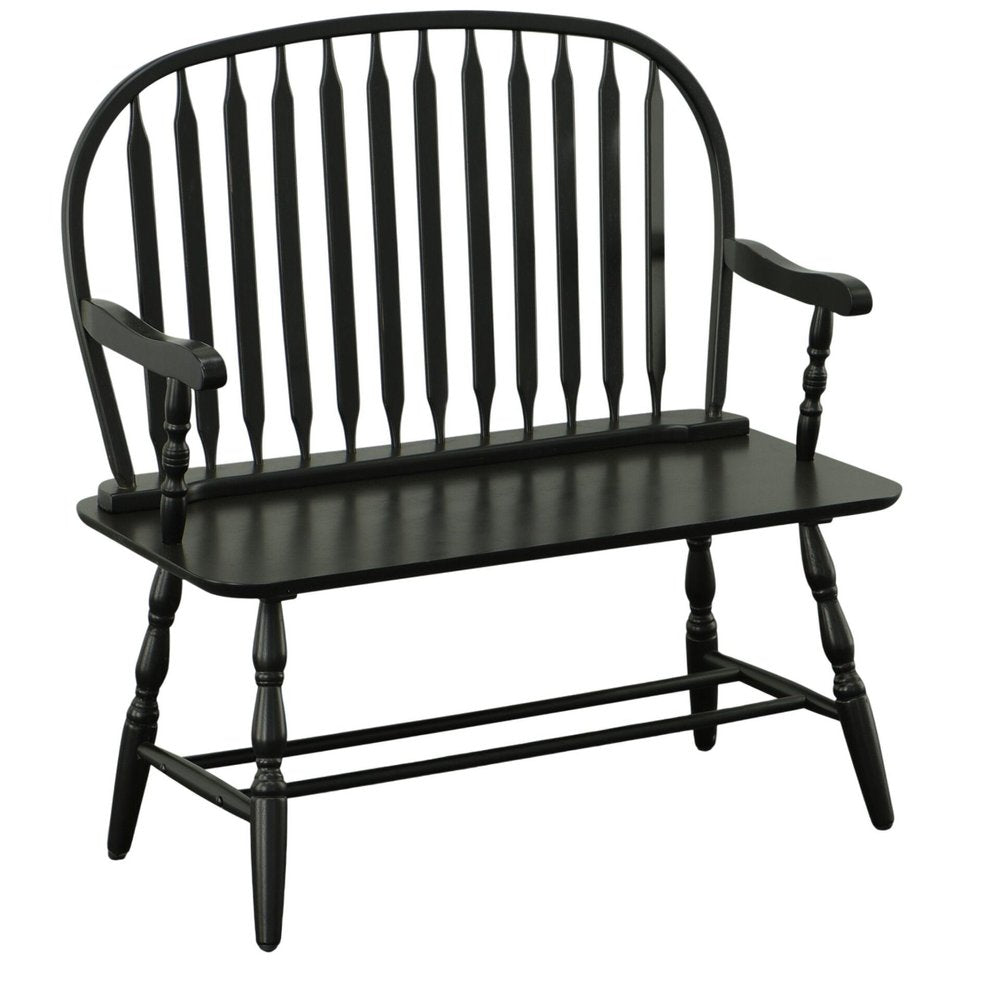 Black Wood Windsor Spindle Back Bench - 44-inch
