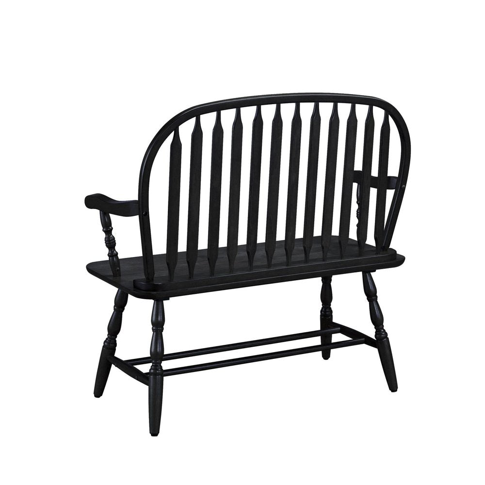 Black Wood Windsor Spindle Back Bench - 44-inch
