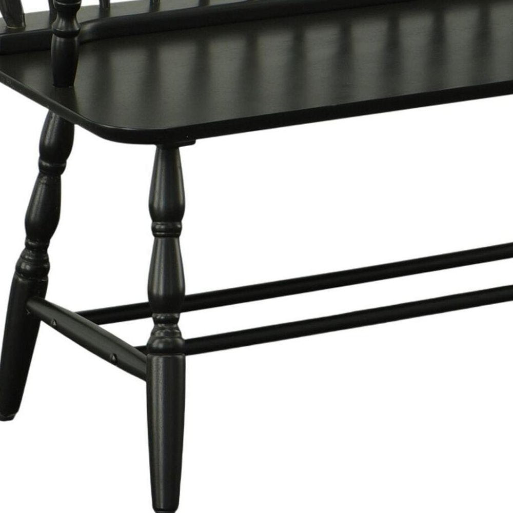 Black Wood Windsor Spindle Back Bench - 44-inch