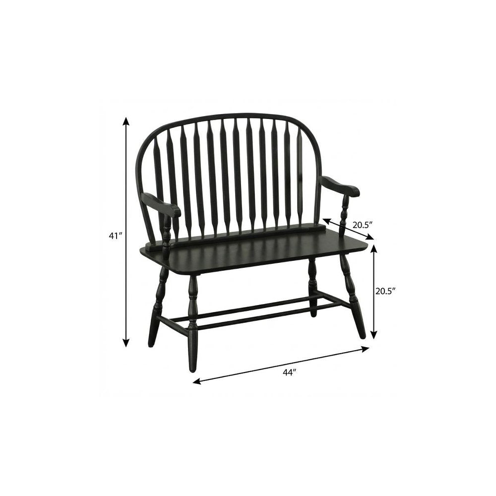 Black Wood Windsor Spindle Back Bench - 44-inch