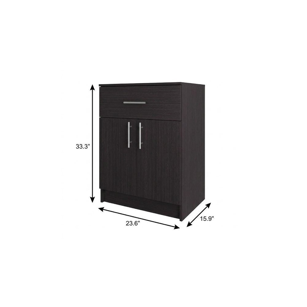 Black Wood Pantry or Storage Closet - 33-inch