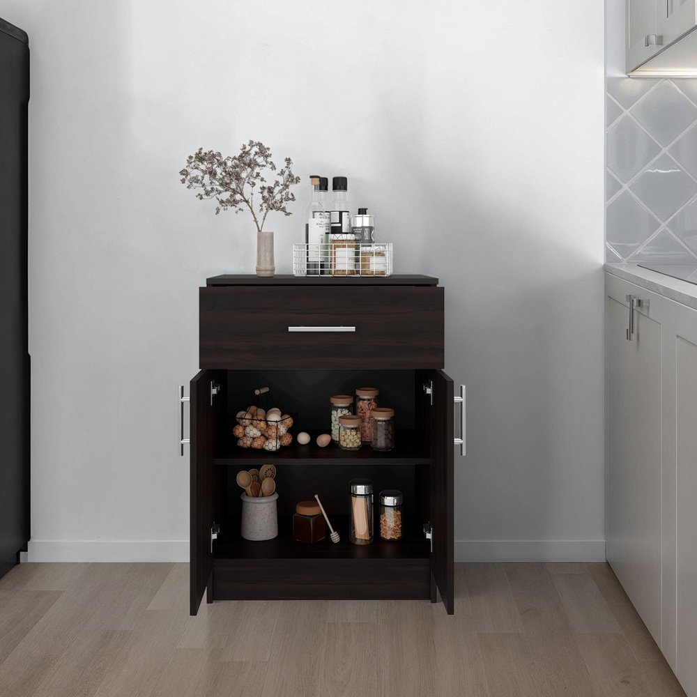 Walnut Wood Pantry or Storage Closet - 33-inch