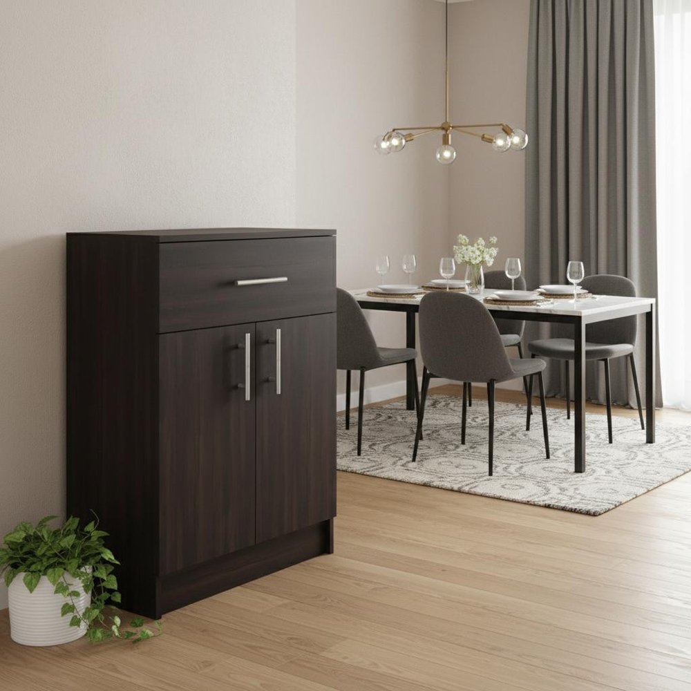 Walnut Wood Pantry or Storage Closet - 33-inch