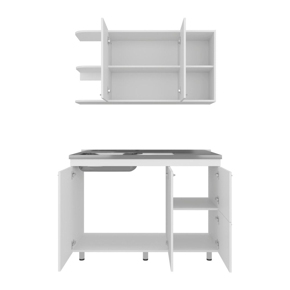 Set of Two White Wood China Cabinet