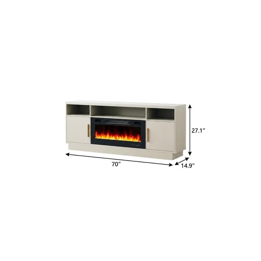 Black Wood Fireplace TV Stand with Fireplace - 70-inch