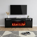 Black Wood Fireplace TV Stand with Fireplace - 70-inch