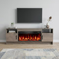 Black Wood Fireplace TV Stand with Fireplace - 70-inch