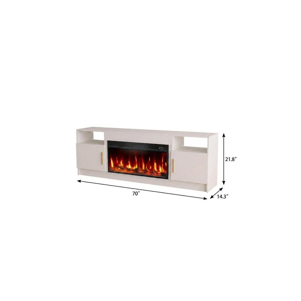 White Wood Fireplace TV Stand with Fireplace - 70-inch