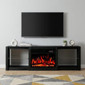 Black Wood Fireplace Entertainment Center with Fireplace - 70-inch