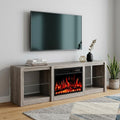 Black Wood Fireplace Entertainment Center with Fireplace - 70-inch