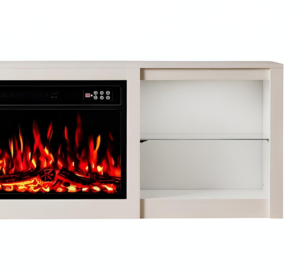 Black Wood Fireplace Entertainment Center with Fireplace - 70-inch