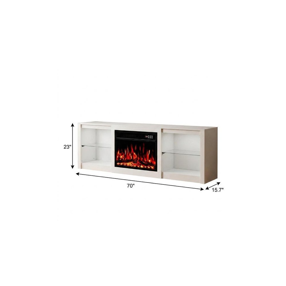 Black Wood Fireplace Entertainment Center with Fireplace - 70-inch