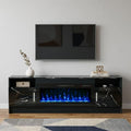 Black Wood Fireplace TV Stand with Fireplace - 70-inch