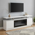 White Wood Fireplace TV Stand with Fireplace - 70-inch