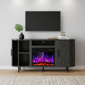 Black Wood Fireplace TV Stand with Fireplace - 65-inch