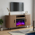 Brown Wood Fireplace TV Stand with Fireplace - 65-inch