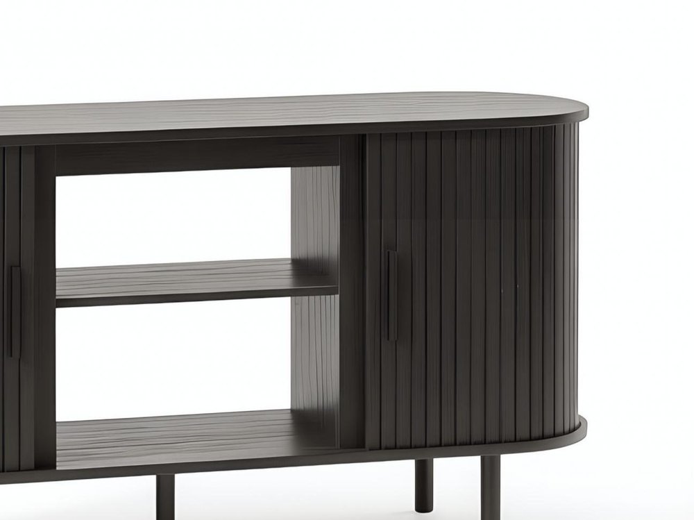 Black Wood Fireplace TV Stand with Fireplace - 55-inch