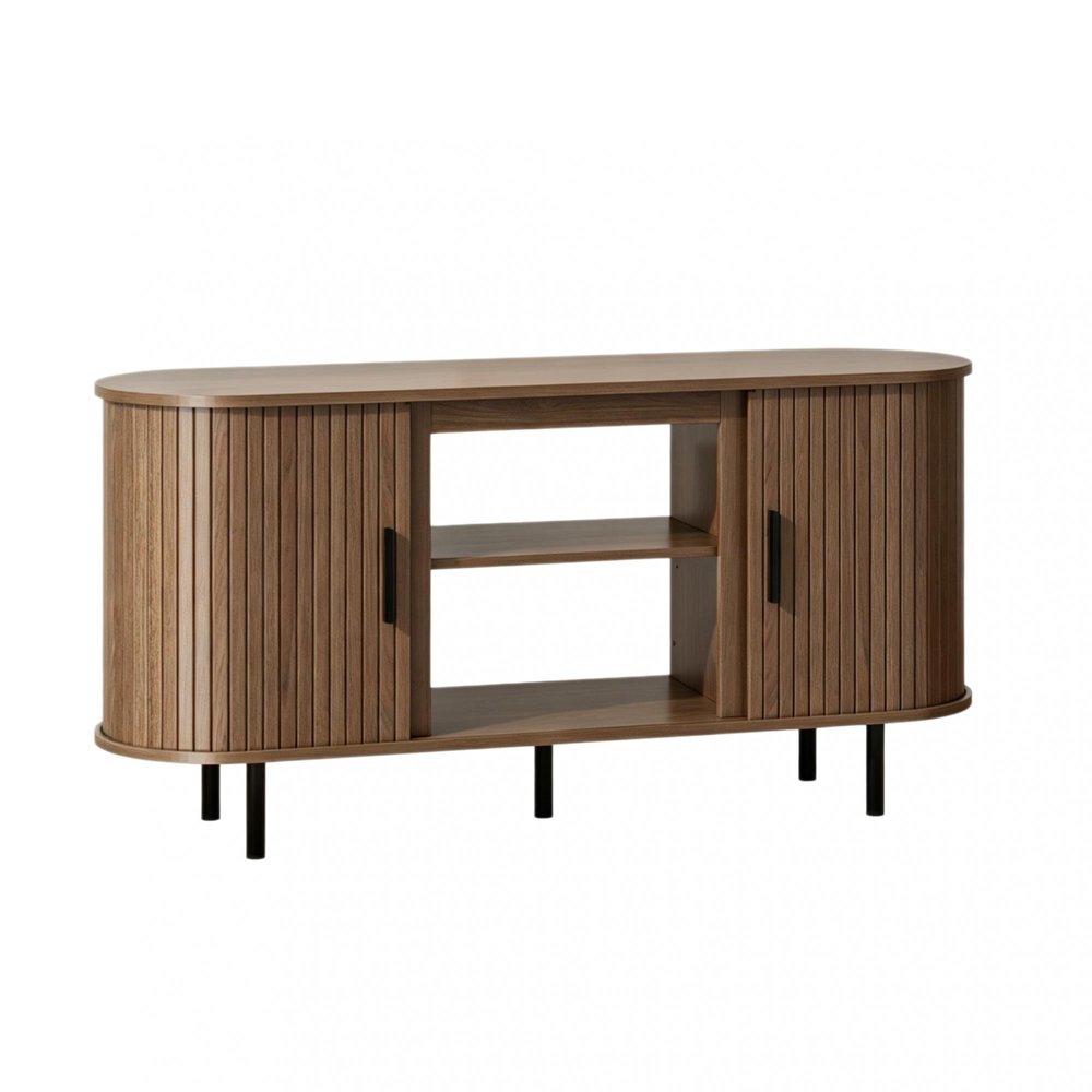 Brown Wood Fireplace TV Stand with Fireplace - 55-inch