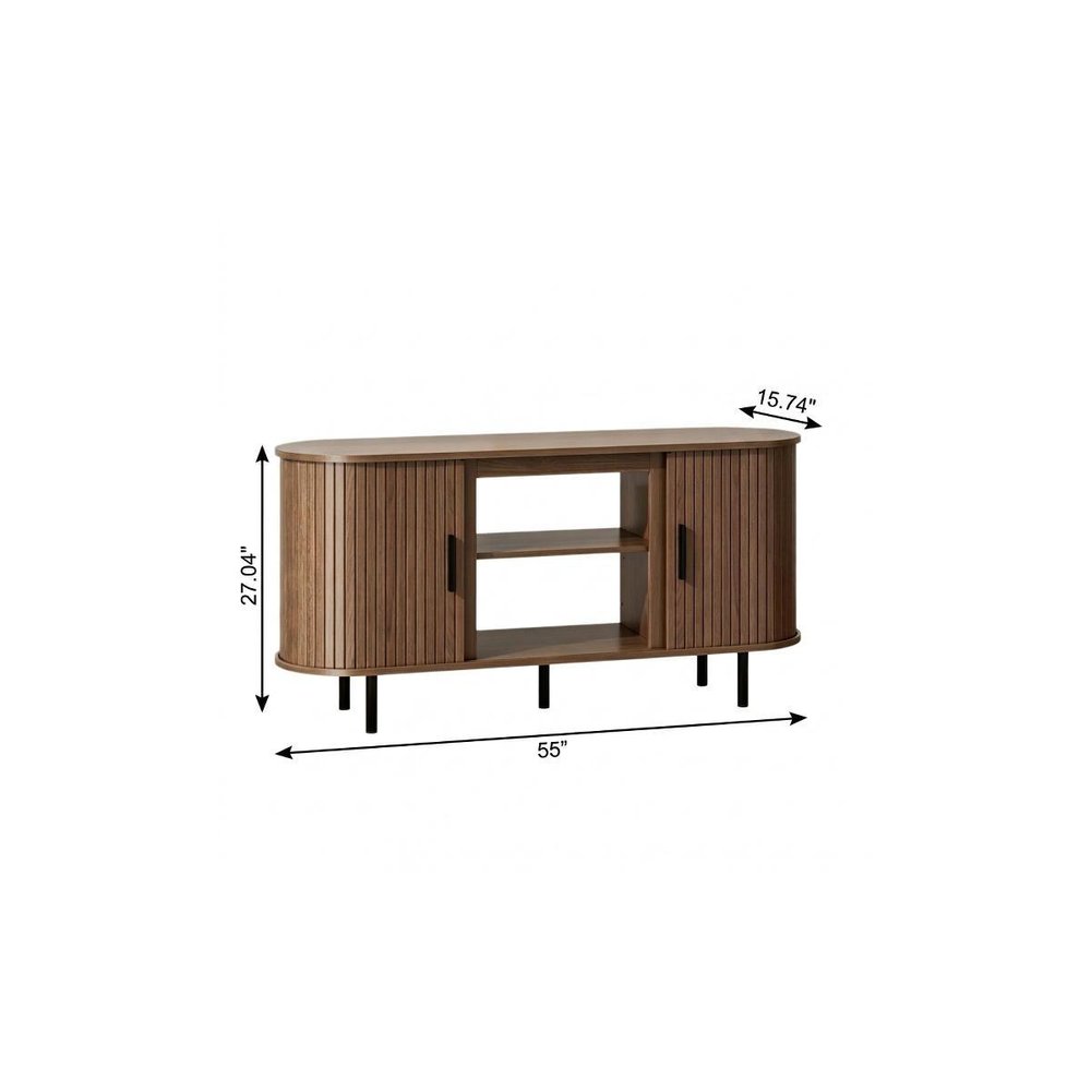 Brown Wood Fireplace TV Stand with Fireplace - 55-inch