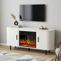 White Wood Fireplace TV Stand with Fireplace - 65-inch