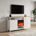 White Wood Fireplace TV Stand with Fireplace - 43-inch