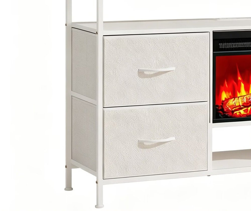 White Wood Fireplace TV Stand with Fireplace - 43-inch