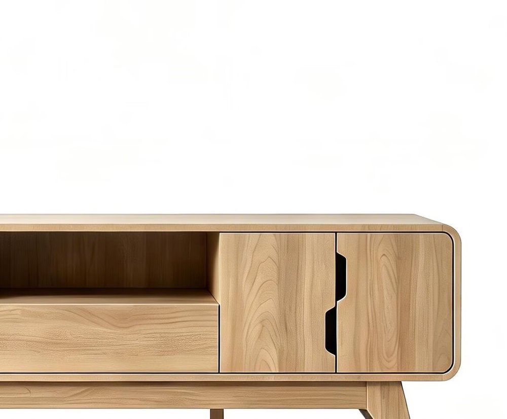 Beige Wood Enclosed and Open Storage TV Stand with Fireplace - 62-inch