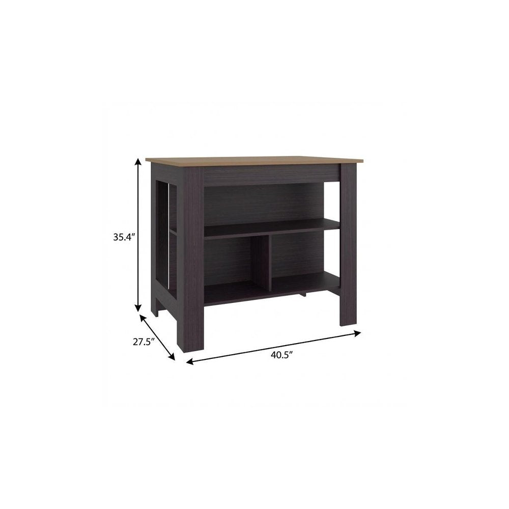 Brown Wood Kitchen Island - 28-inch