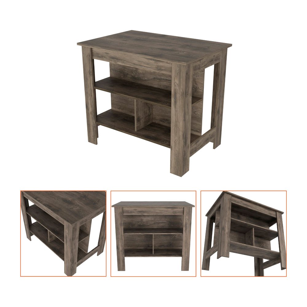 Brown Wood Kitchen Island - 28-inch