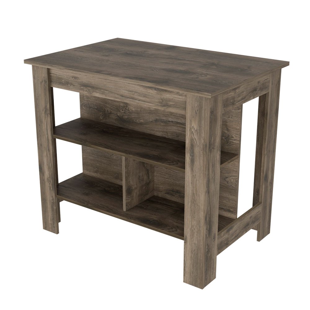 Brown Wood Kitchen Island - 28-inch