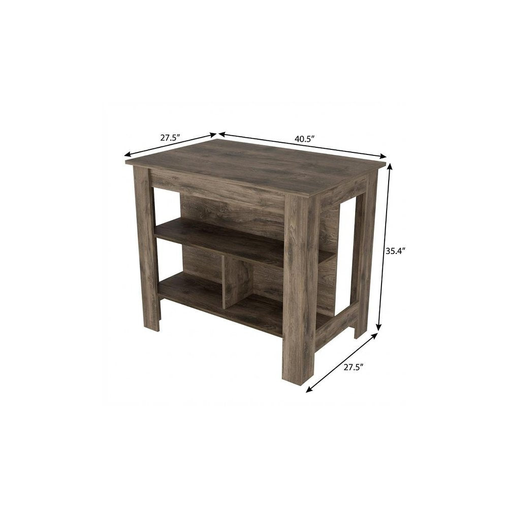 Brown Wood Kitchen Island - 28-inch