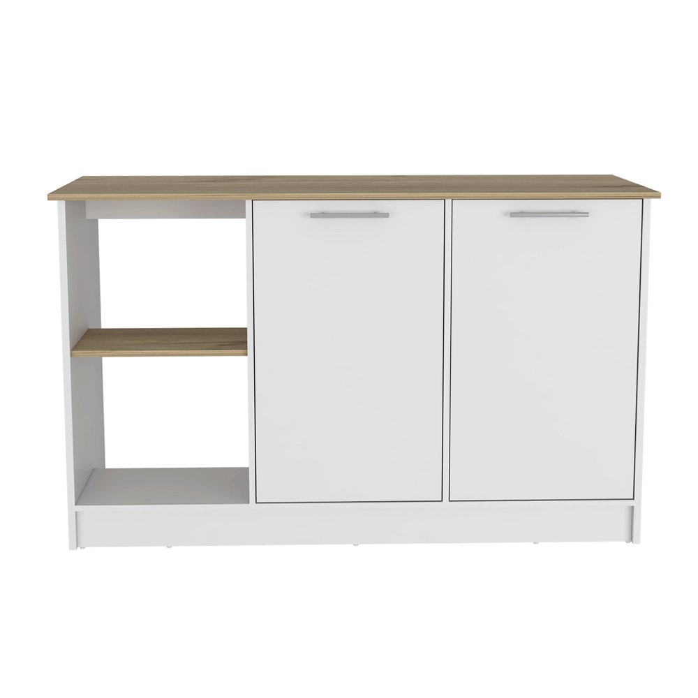 White Wood Kitchen Island - 25-inch