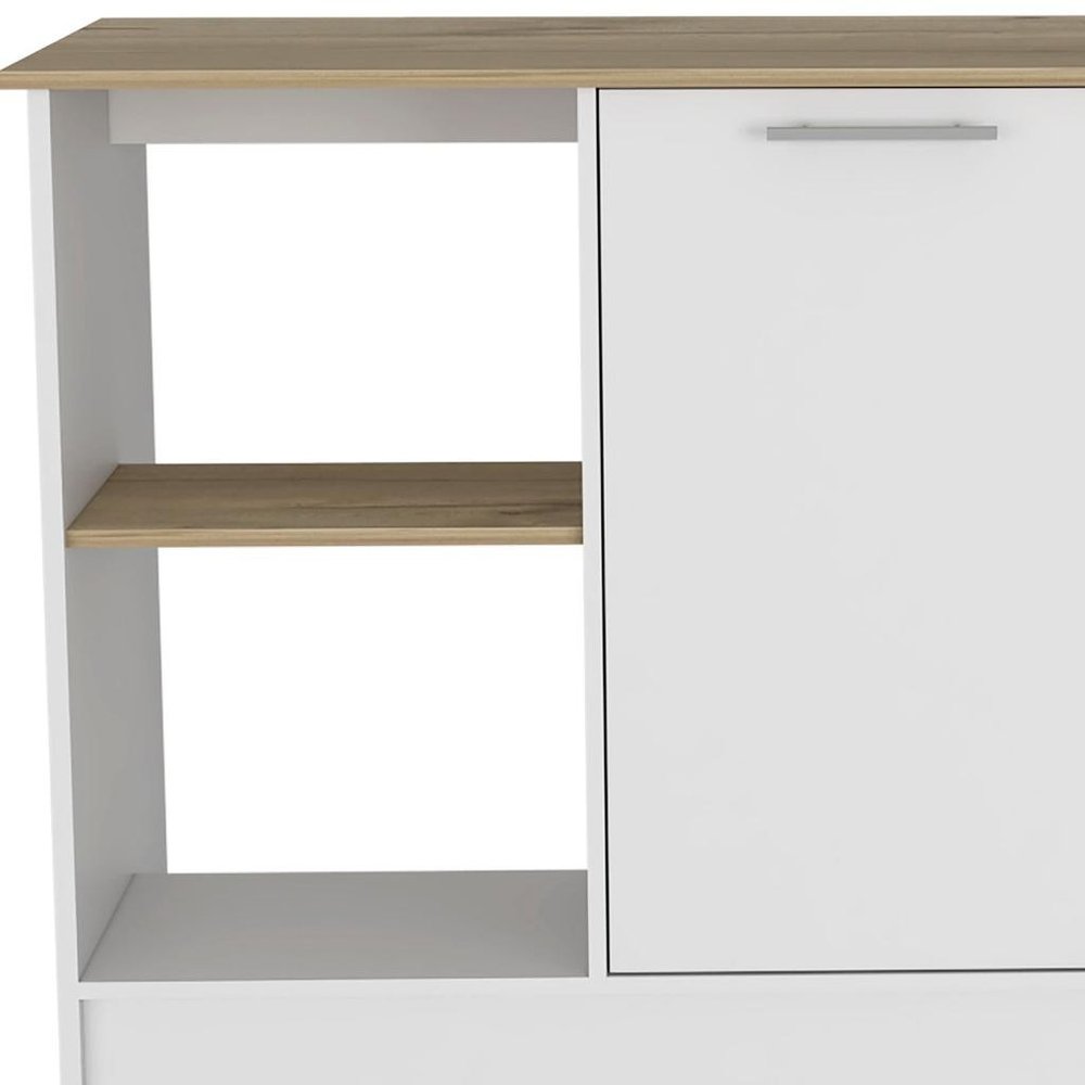 White Wood Kitchen Island - 25-inch