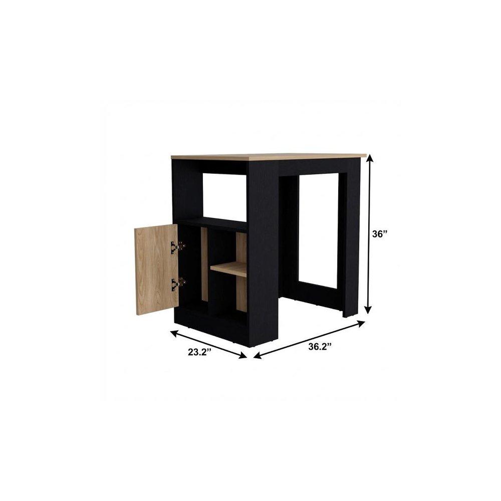 Black Wood Kitchen Island - 23-inch